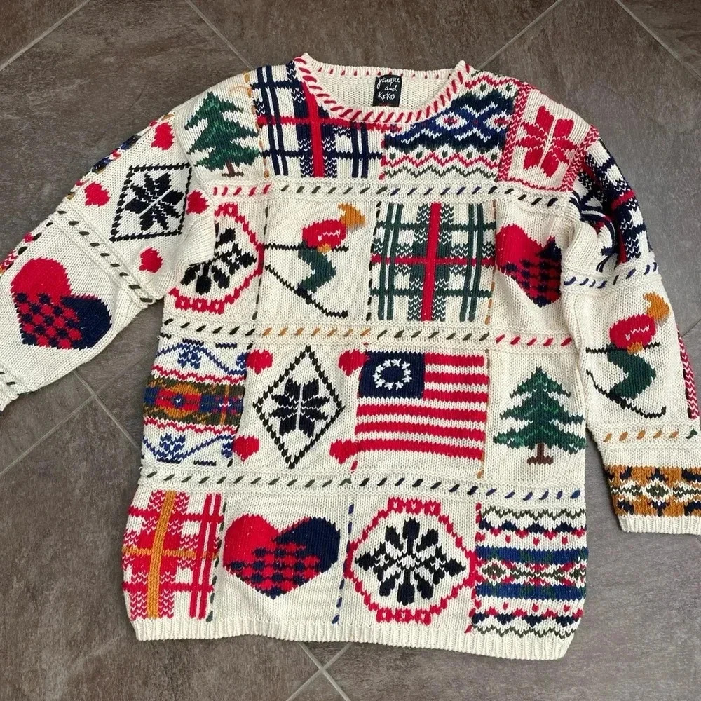 Jaque & Koko embellished sweater - crew neck - size 14/16- winter theme